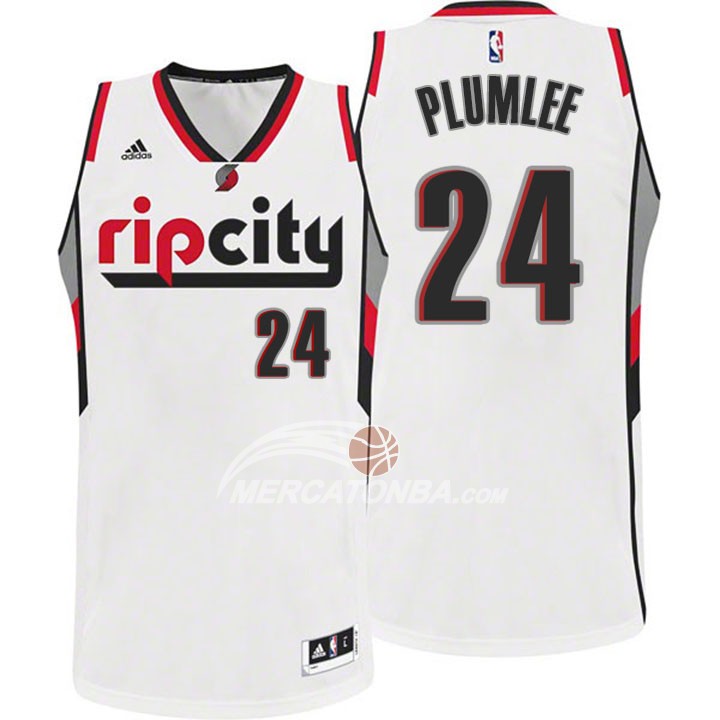 Maglia NBA Plumlee Rip City Portland Trail Blazers Blanco